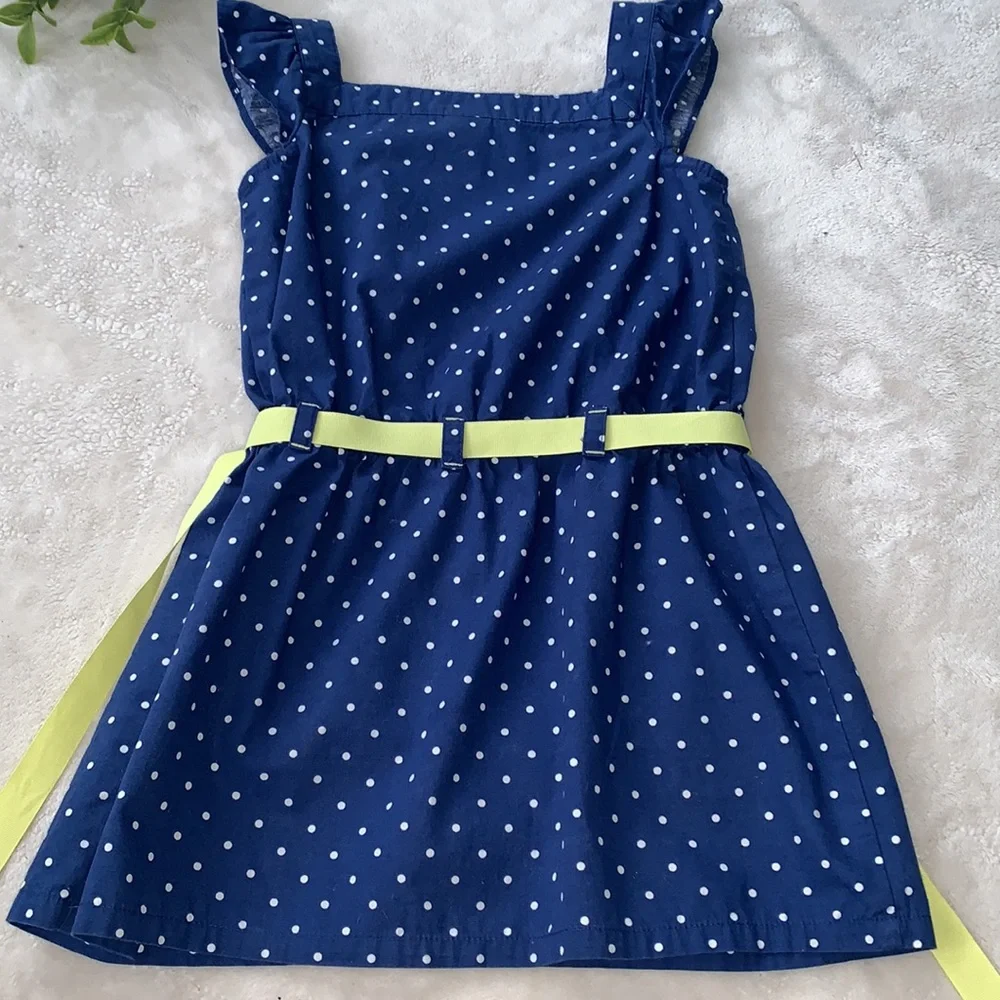 Gymboree Pocketful of Sunshine 5 Blue & White Polka Dot Dress EUC